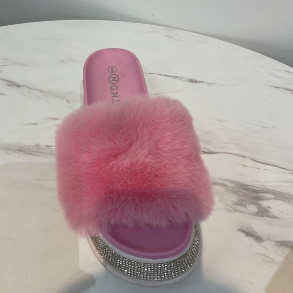 PLATFORM WITH STONE FUR SLIPPERS ds29 - Picture 6 of 6